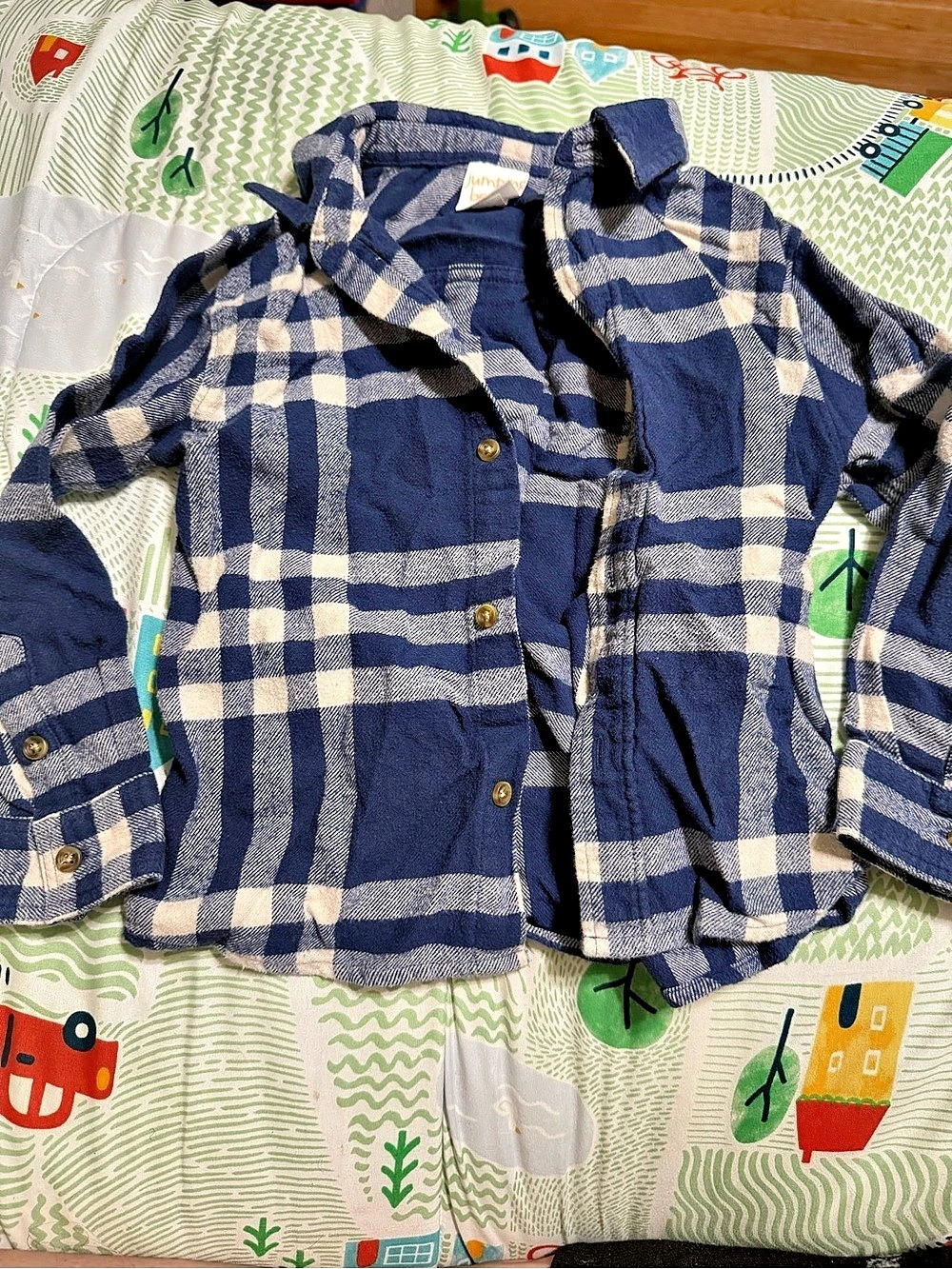 Jumping Beans Kids Plaid Button Down Shirt in Blue & White
